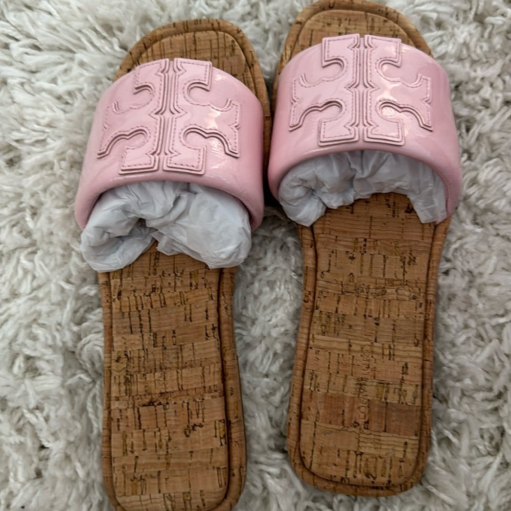 Tory Burch Double T sport slide in Petunia
